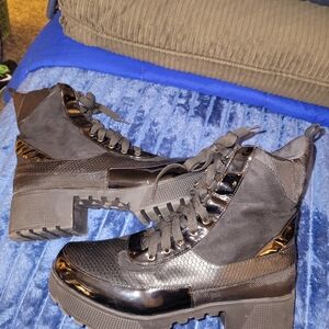 EGO Black Glossy Combat Boots